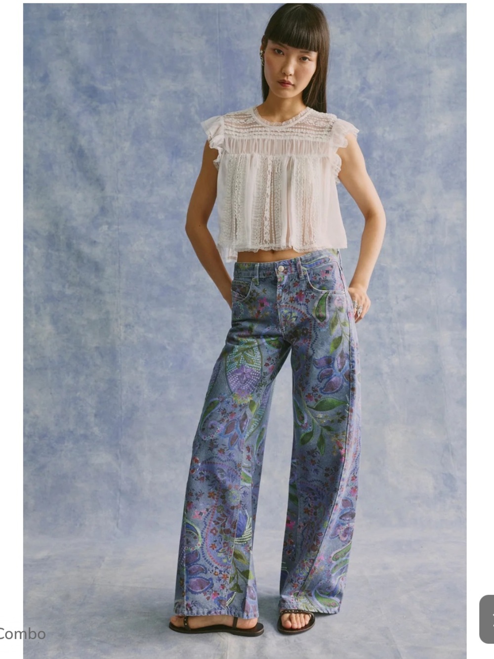 We The Free Alter Ego Printed Wide-Leg Jeans NWOT